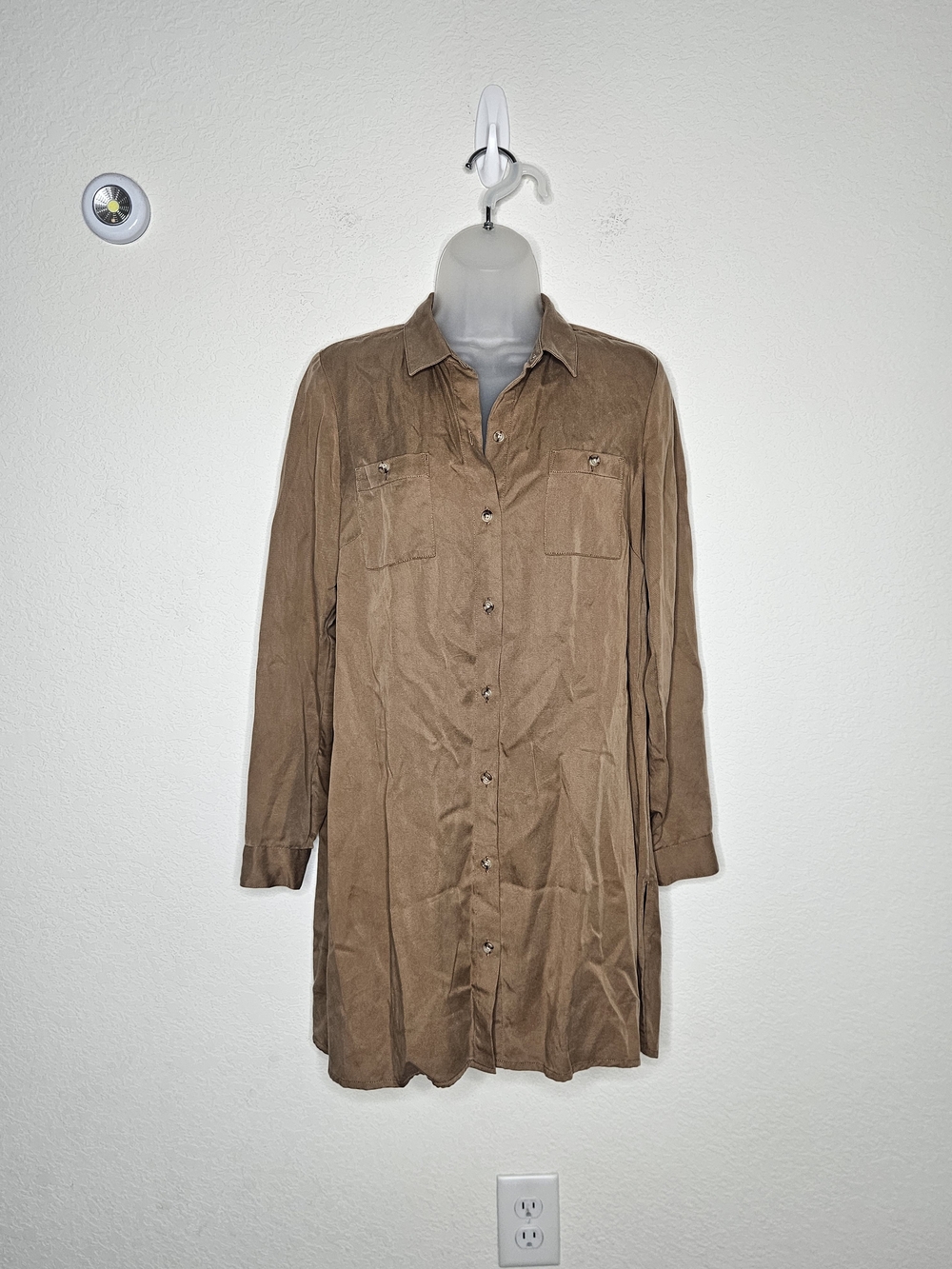 J.Jill Brown Tencel Lyocell Button Front Utility Shirt Dress XS
